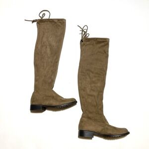 Forever Suede Knee High Boots with Ties 23" High 1" Heel Brown‎ Women's Size 6.5